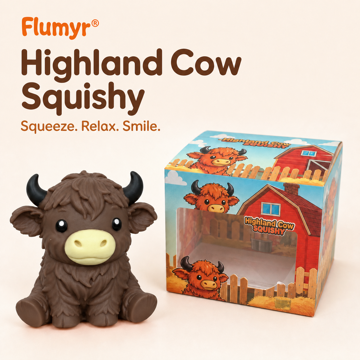 🔥Last Day 49% OFF - 🐮 Flumyr® Highland Cow Squishy – Squeeze. Relax & Smile! 🧡