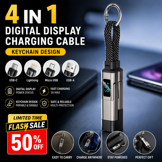 ⏰️Limited Time Flash Sale 🔥4-in-1 Digital Display Keychain Charging Cable