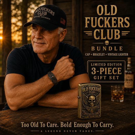 ☠️ Old Fuckers Club | Wild Freedom 2026 The Ultimate Skull Set: Bracelet + Cap + Lighter