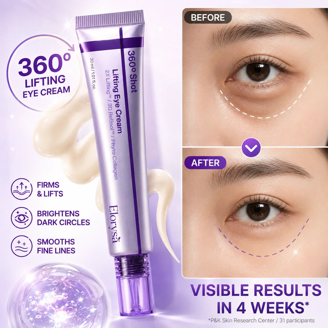 Elorysa 360° Eye Cream – Instant Dark Circle Brightener & Rapid Anti-Puffiness & 360° Firming Wrinkle Reducer