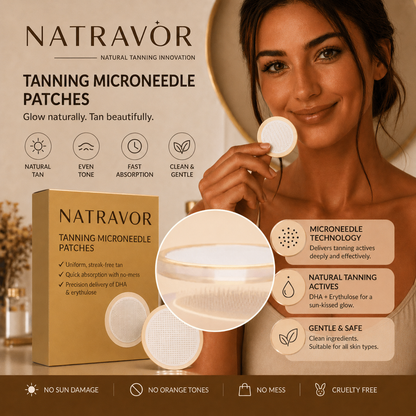 Natravor Tanning Microneedle Patches — Biological Self-Tanner, Zero DHA