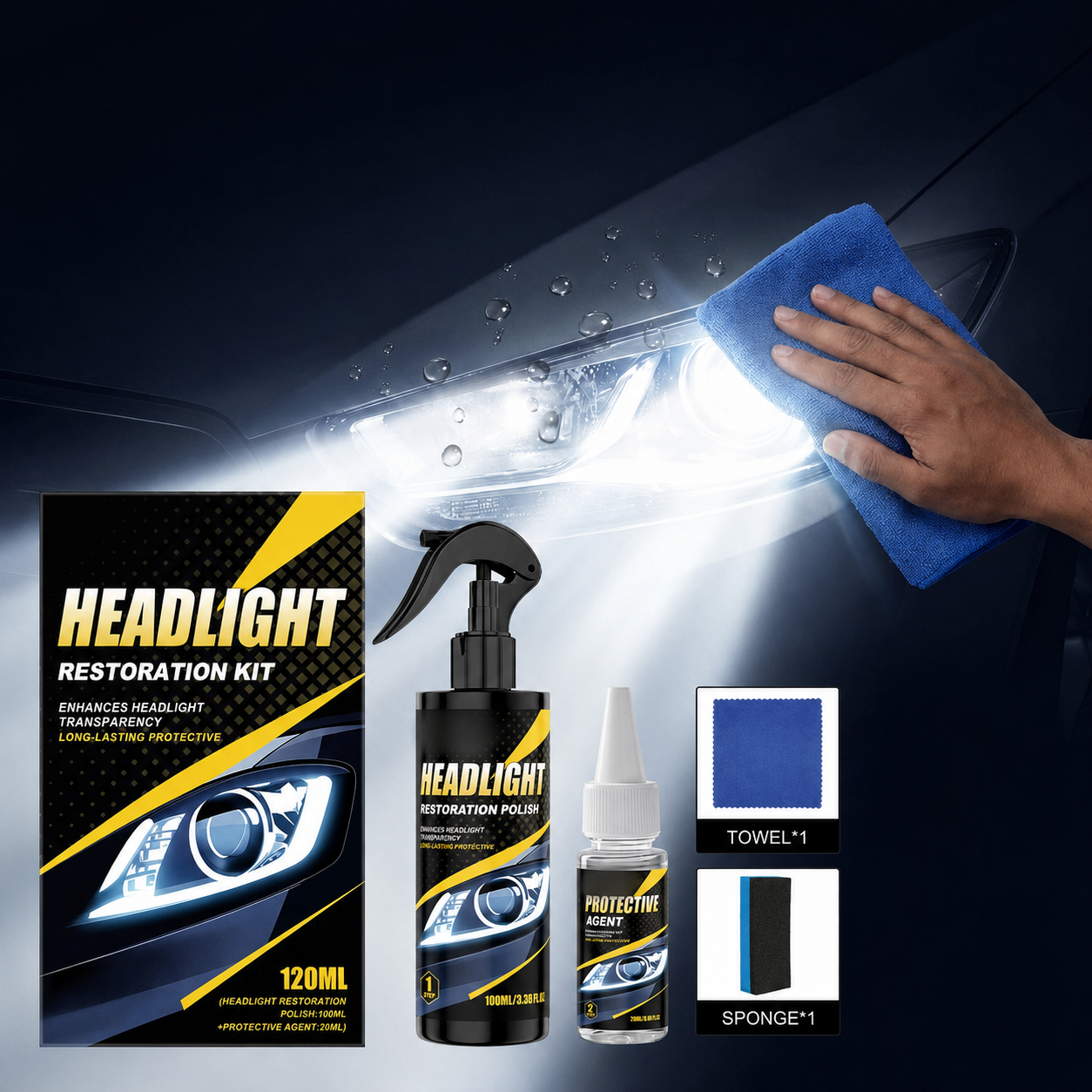 Professional Headlight Polish and Sealant Kit