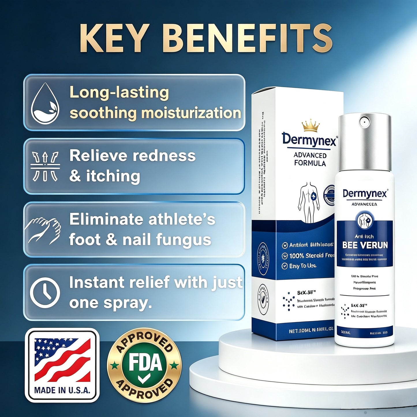 Dermynex™ Psoriasis & Eczema Relief Spray — Advanced Skin Recovery Mist with Bee Venom & Omega-3