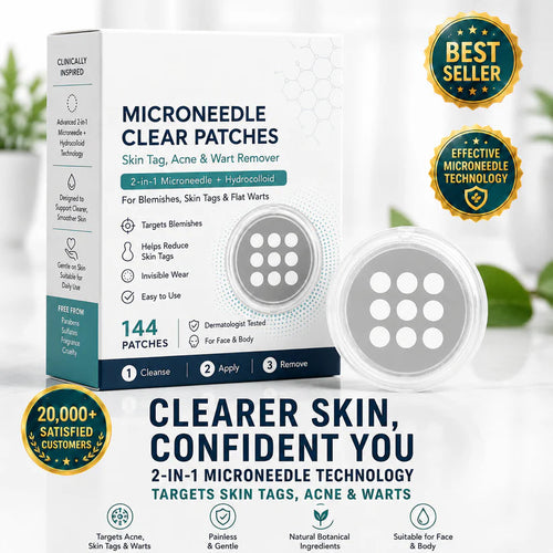 ✨2-in-1 Microneedle & Hydrocolloid Patch🍀| Removes Raised Moles, Acne, Flat Warts & Skin Tags | Helps Improve Wrinkles, Scars & Blemishes | Invisible Patches for Face & Body