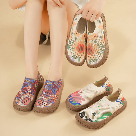 2026 New-style slip-on printed canvas casual shoes