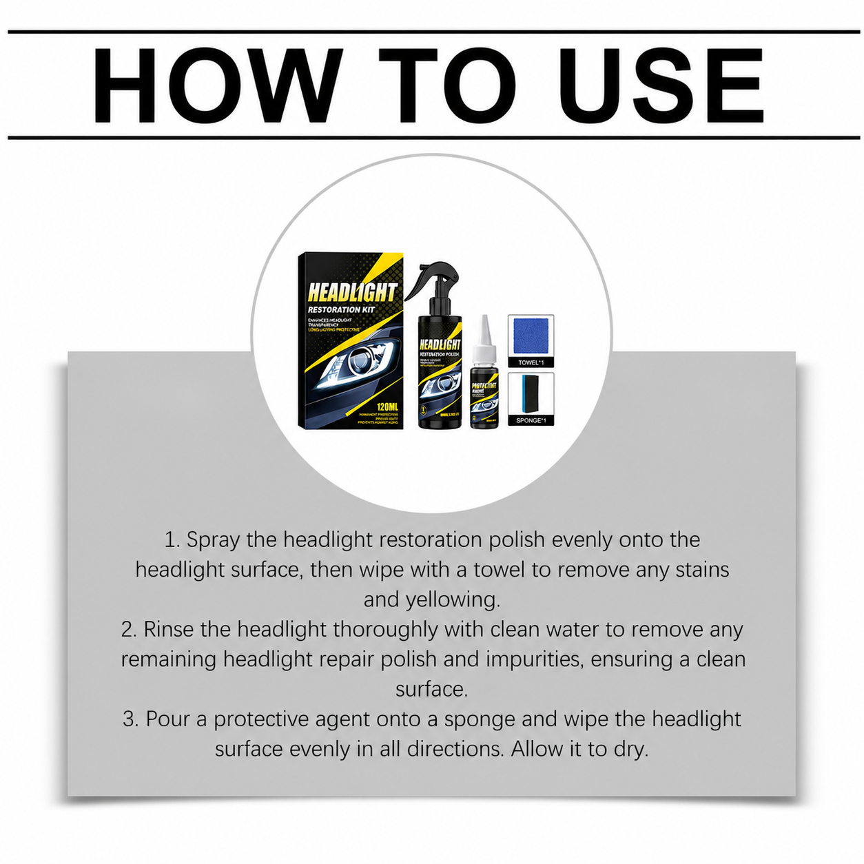 Professional Headlight Polish and Sealant Kit