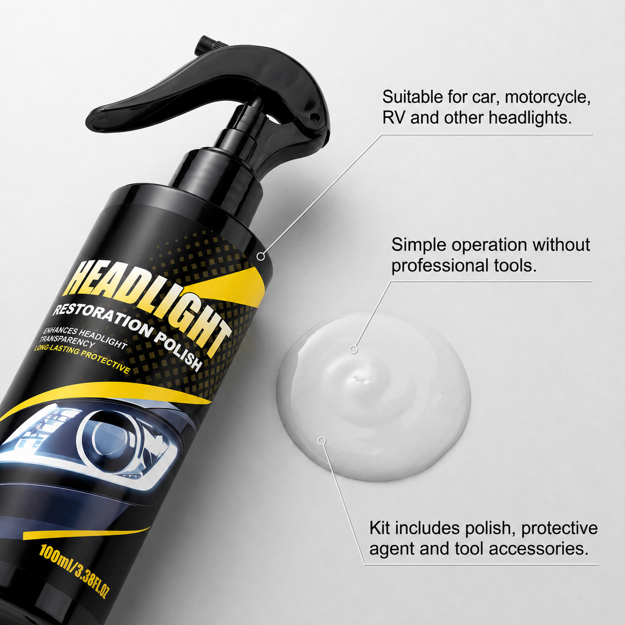 Professional Headlight Polish and Sealant Kit