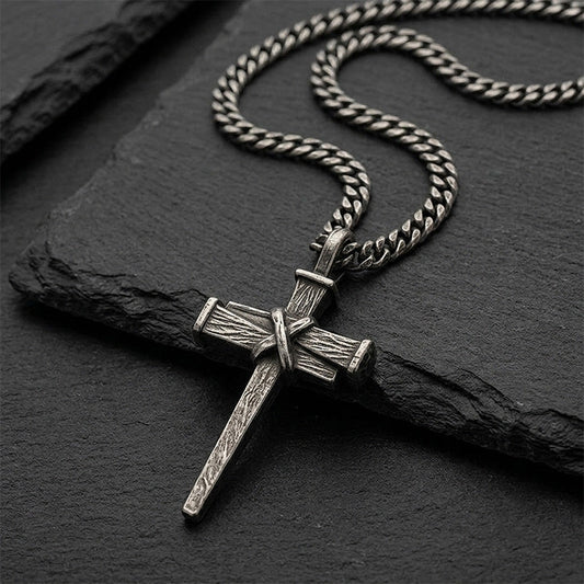 Men's Vintage Nail Cross Pendant Necklace